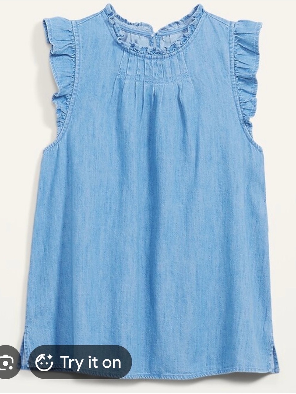 Old Navy Light Blue Chambray Ruffle Sleeve Tank Top